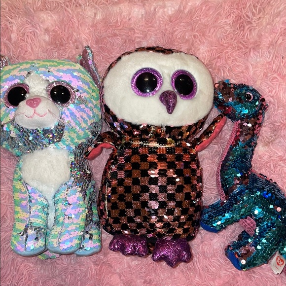 3 TY BEANIE BABIES SEQUIN BLING stuffed animals collection - Picture 1 of 6